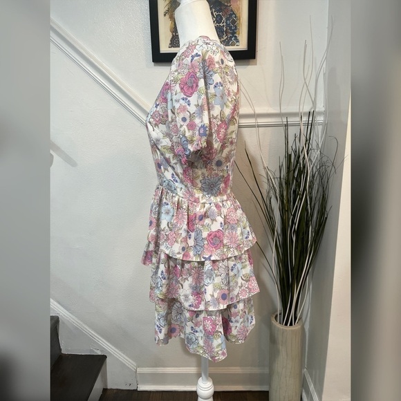 Mon Cheri Floral Ruffle Mini Dress Size Small - Picture 3 of 11